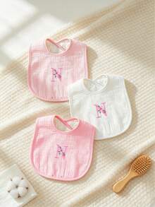 3件組 26字母刺繡柔軟舒適克ريب與搖粒絨U型嬰兒口水巾，防流涎與嘔吐口水巾 - 彩色 - 查看 15