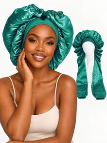 CONFLASS Topi Tidur Wanita Satin Sutra Besar dengan Desain Kancing, Topi Pelindung Rambut dengan Karet Elastis Lebar, Topi Tidur Anti-Kusut dari Kain Satin Halus, Cocok untuk Rambut Keriting, Kepang, Gimbal, dan Rambut Panjang Tebal Alami, Topi Pelindung Rambut Nyaman Sepanjang Malam - MultiWarna - View 6