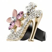 1pc Shiny Crystal High Heel Car Air Vent Clip, Crystal Handbag Car Fragrance Air Vent Clip Pendant, Rhinestone Diffuser Air Vent Clip, Shiny Car Air Conditioner Decoration, Exquisite Christmas Gift, New Year Gift, Exquisite Gift For Friends - Rhinestone Air Vent Ornament - View 2