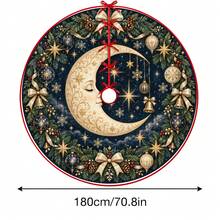 1件裝臉部新月星空聖誕圖案聖誕樹裙，優雅配色節日裝飾，5種尺寸，男女皆宜，適合居家與派對的完美聖誕節禮物裝飾 - 人臉新月星空聖誕款 - 查看 14