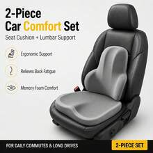 2pcs Car Seat Comfort Set, Memory Foam Lumbar Support Pillow And Ergonomic Seat Cushion, Suitable For Daily Office And Car Driving - Lumbar Support and Seat Cushion Set - View 1