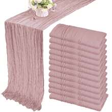 Dusty Pink 10Ft Cheesecloth Table Runner Boho Gauze Rustic Cheese Cloth Long Romantic Table Runner For Wedding Bridal Shower Birthday Party Table Decor - Multicolor - View 2