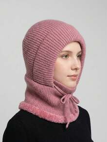 Winter Warm Fleece Face Mask Hat - Elastic Drawstring Design, Lightweight & Warm, Suitable For Cycling, Skiing And Other Outdoor Sports, All-In-One Windproof Ear Protection, Essential Gear For Autumn/Winter - Multicolor - View 12