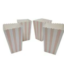 1/5/15/25/35/50/100pcs Pink & White Striped Popcorn Boxes, Birthday Party Snack Storage Boxes, Size: 5*7.2*11.5cm - View 5