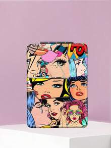 1PC European Cartoon Series Portable Vanity Mirror, Foldable Lightweight Ultra-Thin Convenient Hand Mirror, PU Leather, Suitable For Multiple Scenarios And All People, Rectangular Mirror, Pocket Mirror, Cartoon Letter Fashion Girl Pattern Design, Exquisite And Delicate, Easy To Carry, Handheld Makeup Mirror, 180° Flip Cover, Multi-Functional Mini Mirror, Compact Mirror, Mirrors For Daily Use, Holidays, Birthday, Valentine's Day - Multicolor - View 8
