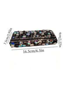 1pc Hard Shell Eyewear Storage Box, Luxury Shiny Artificial Rhinestone Cosmetic Makeup Brush Lipstick Organizer, Travel Portable Fashion Glasses Myopia Glasses Protective Case, Creative Gift - Multicolor - View 4