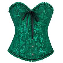 1pc Women's Court Style Jacquard Vintage Corset Corset, Suitable For Halloween Outfit - Dark Green - View 1