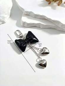 DIY Handmade New Hot-Selling PU Padded Colorful Bow Heart Keychain 1pc, Macaron Style Candy Color Cute Leather Padded 3D Bow Key Pendant, Creative Holiday Gift For Lovers And Friends, Souvenir, Creative Gift For Girlfriend, Holiday Gift, Phone Car Accessory Key Ring, Holiday Creative Small Gift For Giving, Event Gift - Multicolor - View 11