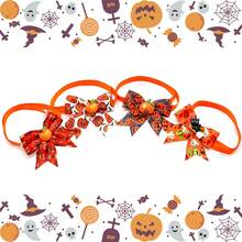 6/10pcs Halloween Pet Bow Tie Pumpkin Hat Decor, Holiday Party Supplies, Universal For Cats And Dogs, Random Color - Multicolor - View 11
