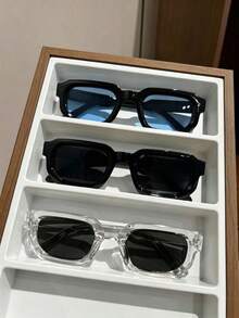 Summer Vintage Men's 3 Pieces Eyewear Set, Square Small Frame, Suitable For Summer Daily Wear And Photography - Multicolor - View 7