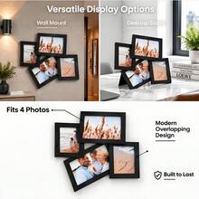 1pc 4 Openings Collage Photo Frame, Available In Black & White, Holds 4x6 & 4x4 Pictures, Wall Mount & Tabletop Multi Picture Frame With Protective PVC Panel, Home Decor Family Photo Display Frame, Ideal Gift For Anniversary & Holiday - 4-slot Collage Photo Frame - View 10