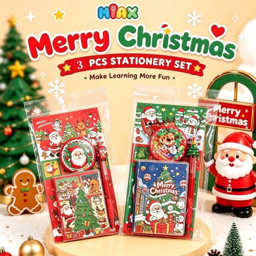 Set Alat Tulis 6 Buah Terlaris Natal yang Sangat Menarik, Hadiah Alat Tulis untuk Pelajar, Hadiah Kecil untuk Hadiah Belajar - MultiWarna - View 1