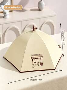 1pc, Foldable Food Cover, Minimalist Nordic Style , Premium Thick Heat-Retain Fabric, Printed Kitchen Utensil Pattern,For Home Cooking Lovers, Table Leftover Protection Against Flies & Dust - Multicolor - View 6