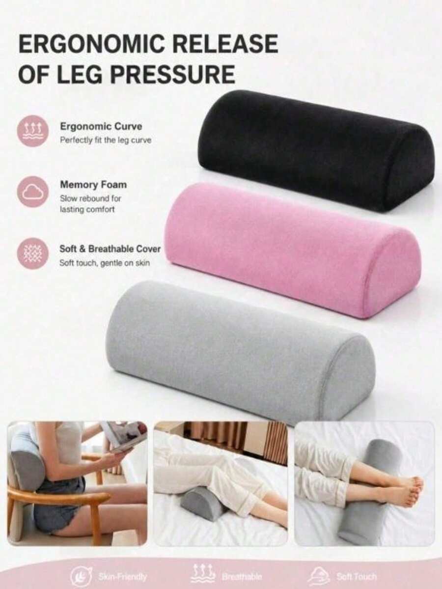 1pc Memory Foam Crescent Moon Shaped Leg Pillow, Adjustable Knee And Ankle Support Cushion, Suitable For Sofa, Office Nap And Travel, Great Gift For Mom, Nurse, Elderly, Athlete And Runner - Multicolor - View 1