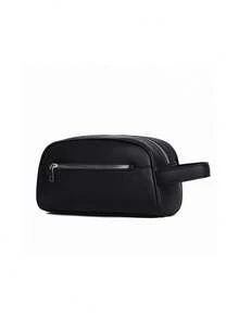 Handbag With Top Short Handle Design, Dual Zipper Closure, Multi-Compartment Storage. Structured Shape With Ample Space, Suitable For Daily Essentials And Travel, Minimalist Business Style. - Black - View 6