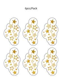 6pcs Waterproof Metallic Hair Tattoos, Glitter Stickers For Hair Decoration, Gold Flash Tattoos With Star, Butterfly, Bow Pattern Sticker Cute Sparkle Freckles Makeup For Rave Party Performance Music Festival Essentials Body Art - Gold - View 10