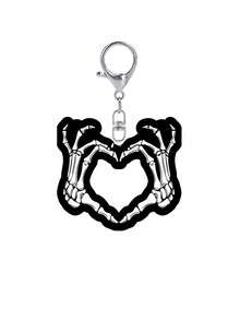 Heart Shaped Skeleton Hand Bone Acrylic Keychain, Skeleton Keychain, Gothic Style Keychain, Skeleton Dark Style Keychain, Creative Holiday Gifts - Multicolor - View 10