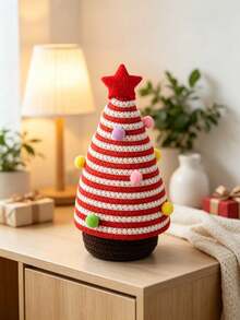 1pc Christmas Lidded Desktop Cotton Woven Storage Basket, Squishy Soft Fabric Decor Bin For Keys Remote Control, Entryway Table Cosmetic Organizer, Festive Winter Style, Multi-Scene Use For Home Decoration - Multicolor - View 14