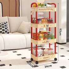 1pc Dopamine Movable Multi-Layer Storage Rack, Floor Standing Organizer Shelf, Home Bedroom Bathroom Living Room Dorm Snack Storage Rack - Multicolor - View 5