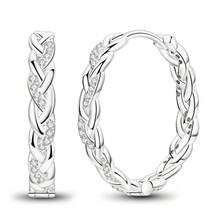 1 Pair S925 Sterling Silver Geometric Hoop Earrings, Heart, Twisted, Rhinestone Hollow Out Multi-Style, Minimalist High-End Texture, Hypoallergenic Skin-Friendly, Versatile Daily Commute Wear, Women's Luxury Earrings, Comes With Exquisite Gift Box, Suitable For Personal Use And Holiday Gifts - Multicolor - View 14