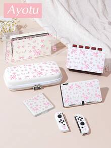 Ayotu Floral & Bow Pattern Game Console Shell And Accessories Compatible With Switch/Switch OLED/Switch Lite, Includes Protective Shell, Storage Bag, Dock Shell, Controller Protective Case And Other Multiple Style Accessories, Autumn Romance, Christmas/Easter/Back To School/Birthday/Anniversary Gift - View 2