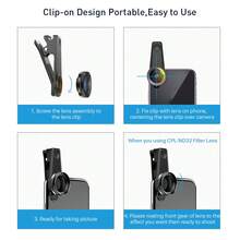 APEXEL 6-In-1 Phone Lens Kit, Premium Optical Lens, 25X Macro + 205° Fisheye + 140° Wide Angle + CPL + Star + ND Filter, Best Gift For Photography Lovers, Vlog Photo Accessory - View 5