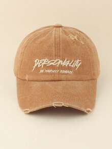 1pc Letter Casual Polyester Embroidered UV Protection Windproof Decorative Washed Baseball Cap Spring Summer - Letter Embroidery - View 2