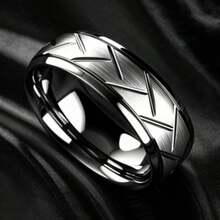 1pc Men's Fashion Stainless Steel 8MM Wide Matte Classic Ring | Sharp Edge Ring, Brushed Metal Craftsmanship, Bold Presence, 3D Diagonal Texture, High Polished Edge, Versatile For Daily Commute, Low-Key And Stylish, Enhances Outfit Quality, Suitable For Men's Daily Wear And Gifting - Multicolor - View 4