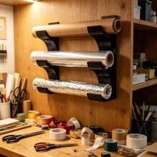 2pcs Wall-Mounted Multi-Function Storage Organizer, Suitable For Various Rolled Items, Space-Saving Home And Office Storage Rack - View 5