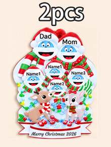 Custom Christmas Ornament, Whimsical Winter Christmas Decor, Personalized 2-9 Names Family Christmas Tree Decorations, Festive Holiday Home Decor, Customized 2026 Keepsake Gift, Customizable Hanging Ornament For Family, Couples, Friends - Style E - View 14