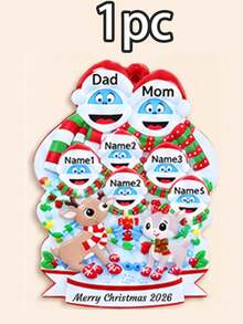 Custom Christmas Ornament, Whimsical Winter Christmas Decor, Personalized 2-9 Names Family Christmas Tree Decorations, Festive Holiday Home Decor, Customized 2026 Keepsake Gift, Customizable Hanging Ornament For Family, Couples, Friends - Style E - View 11