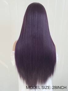 websterwigs 13x4 Dark Purple Wig Long Straight Purple Synthetic Lace Front Wigs For Woman Daily Use Heat Resistant Fiber Glueless Lace Wigs - Multicolor - View 8