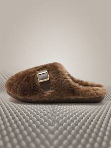 2026 New Women's Fashion Plush Slippers, Couples Indoor/Outdoor Thick Sole Closed Toe Slippers - Chocolate Brown - View 4