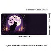 Halloween Gothic Purple Full Moon Large Rubber Desk Mat, Black Cat Bat Candle Window Pattern Extended Gaming Mouse Pad, Non Slip Rubber Base Table Protector For Laptop Computer, Mystic Witchy Halloween Desktop Decor Gift - View 13