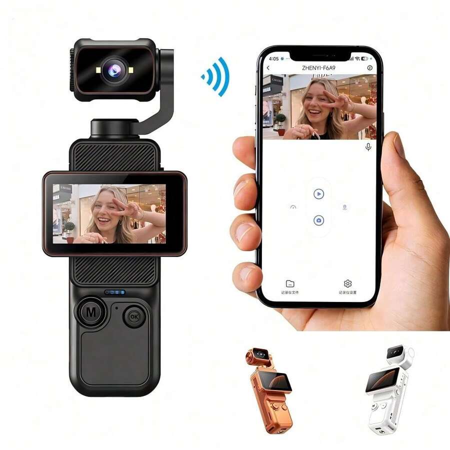 Portable Handheld Digital Camera With Rotating Flip Screen, 180° Front/Back Rotation, 90° Right Rotation, Flash, Night Shot, Auto Focus, Landscape/Portrait Mode, Built-In 64GB SD Card And 1000mAh Battery - View 1