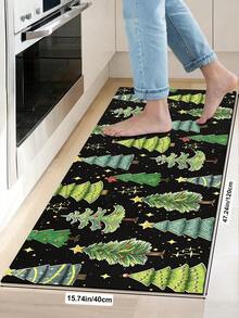 1/2pcs Christmas Kitchen Decor Rug, Christmas Tree Pattern Design, Winter Kitchen Rug And Mat, Non-Slip Washable Absorbent Kitchen Accessories Decor Mat, Christmas Holiday Gift! - Multicolor - View 14