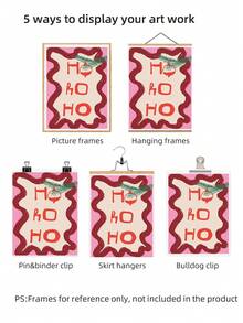 1pc Unframed Vintage Ho Ho Ho Pink Christmas Abstract Canvas Poster Minimalist Warm Bright Festive Xmas Decor Christmas Winter Party Wall Decor For Living Room/Bedroom/Office/Dorm Best Gift, Room Decor, Prints, Deko, Wall Art, Back To School - Multi-color - View 8