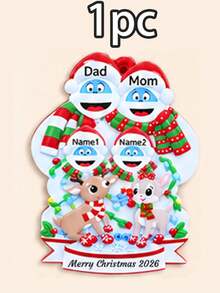 Custom Christmas Ornament, Whimsical Winter Christmas Decor, Personalized 2-9 Names Family Christmas Tree Decorations, Festive Holiday Home Decor, Customized 2026 Keepsake Gift, Customizable Hanging Ornament For Family, Couples, Friends - Style E - View 22