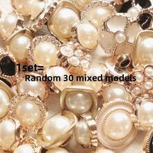 10/20/30/50pcs Mixed Size Faux Pearl Black & White Dotted Gold Plastic Buttons, Sweater Cardigan Decor DIY Sewing Notions - Multicolor - View 11