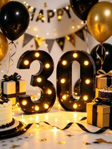 1pc 22cm Home Decoration 9-0LED Black Digital Light, Anniversary Holiday Wedding Proposal Birthday Party Decoration Digital Light, Bedside Night Light - Black Number - View 20