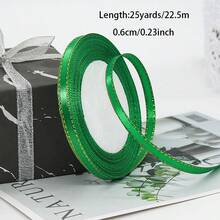 5捲金邊緞面絲帶 0.6/1/1.5/2.5/4cm 多色禮品包裝緞帶，髮飾、衣飾飾邊，適用於禮品包裝、手工藝、蝴蝶結髮飾、婚禮派對裝飾 - 5色隨機款 - 查看 2