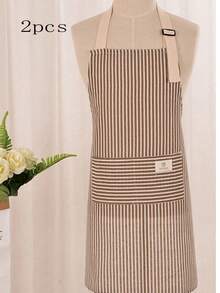 Apron - Simple & Fashionable Kitchen Cooking Working Apron, Stripe Pattern, Anti-Oil For Household - Multicolor - View 19