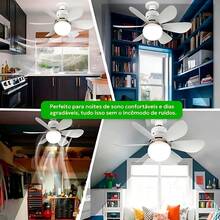 Ventilador De Teto Luz LED 60W/80W Com 6 Hélices 3 Tipos De Luz Bivolt Com Controle Remoto - Multicolorido - Visão 7
