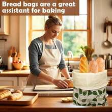 1pc Leaf Pattern Beeswax Bread Bag, Christmas Holiday Celebration, Homemade Sourdough Bread Reusable Beeswax Bread Bag - Multicolor - View 4