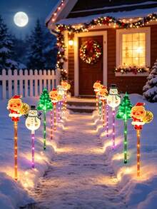 Christmas Solar Stake Lights, Santa Claus Snowman Christmas Tree Shaped LED Yard Lights, 8 Lighting Modes, IP65 Waterproof, Auto On At Dusk, Solar Powered Outdoor Christmas Decoration, Suitable For Garden Lawn Yard Patio - Multicolor - View 2