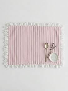 Joivida 1/2/6/10pcs Classic Striped Pleated Lace Heart Trim Decorative Napkins, Suitable For Valentine's Day, Wedding, Daily Use - Multicolor - View 7