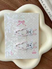 2pcs Women's Cute Cartoon Animal Hair Clip Set, Rabbit Duck Butterfly Pattern Hair Clips, Sweet Girl Hair Accessories, Suitable For Daily Styling - Multicolor - View 4