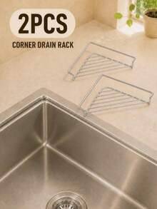 1/2pcs Stainless Steel Sink Drain Rack, Triangle Sink Storage Box, Space-Saving, For Holding Sponges, Dish Soap, Dishcloths, Brushes, Sponges, Kitchen Countertop Organizer, Home Kitchen Supplies - View 13