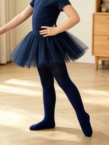 3 Pairs Baby Girls Solid Color Velvet Slim Fit Dance Tights, Soft Snag-Resistant High Elasticity Leggings - Multicolor - View 7