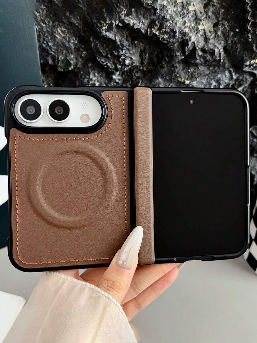 DUO 皮革磁吸手機殼，相容 iPhone DUO Fold 18Fold，支援磁吸無線充電，防震保護殼